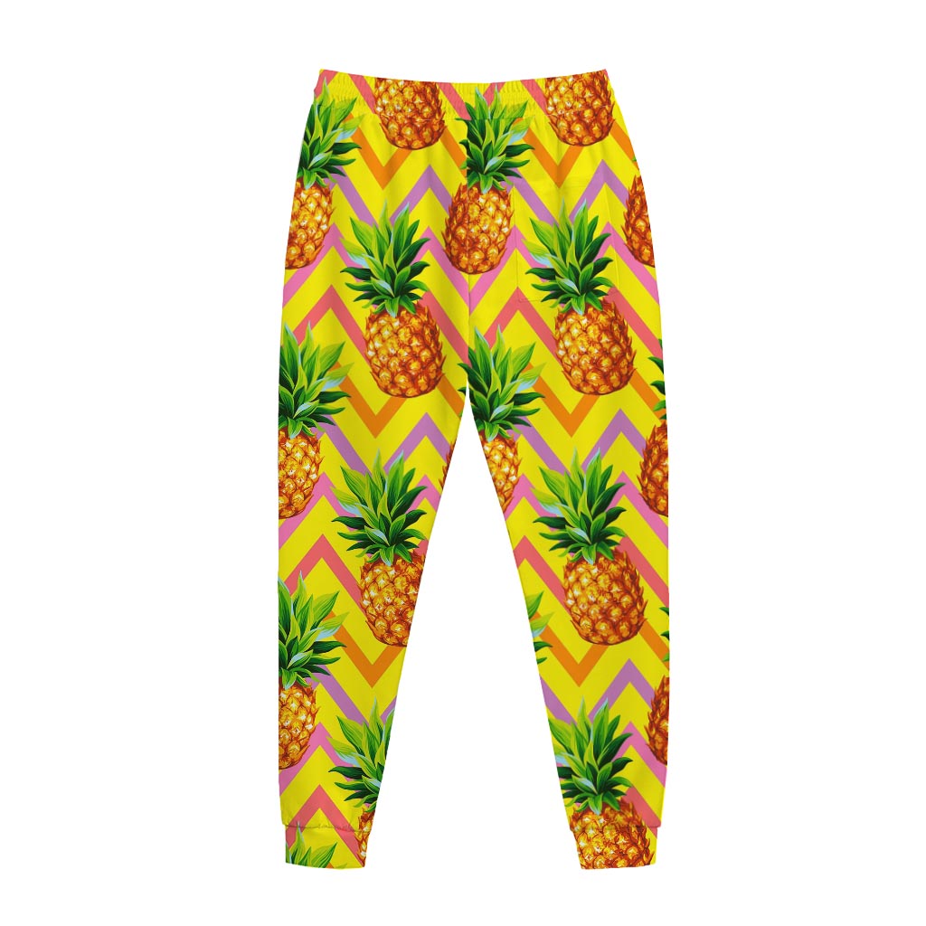 Pastel Zig Zag Pineapple Pattern Print Jogger Pants