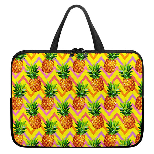 Pastel Zig Zag Pineapple Pattern Print Laptop Sleeve With Handle