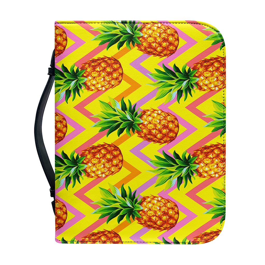 Pastel Zig Zag Pineapple Pattern Print Leather Bible Cover