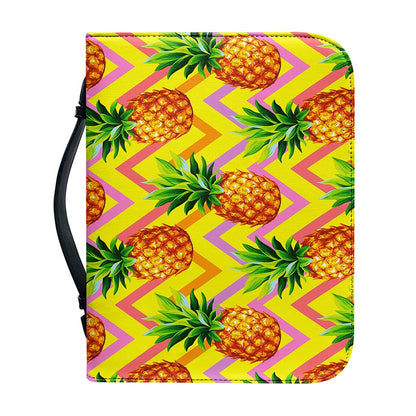 Pastel Zig Zag Pineapple Pattern Print Leather Bible Cover