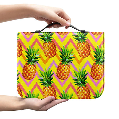 Pastel Zig Zag Pineapple Pattern Print Leather Bible Cover