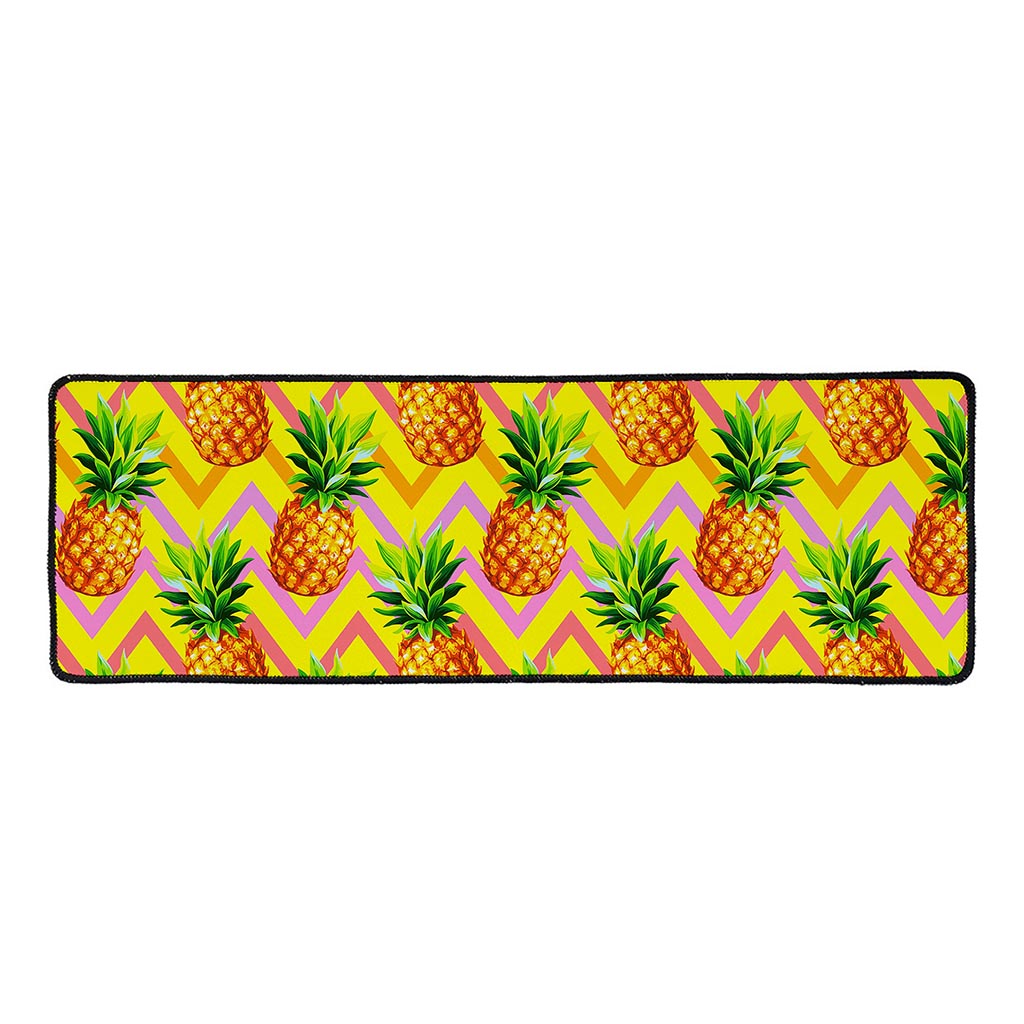 Pastel Zig Zag Pineapple Pattern Print Long Kitchen Mat