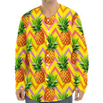 Pastel Zig Zag Pineapple Pattern Print Long Sleeve Baseball Jersey