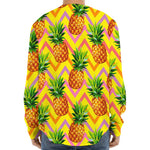 Pastel Zig Zag Pineapple Pattern Print Long Sleeve Baseball Jersey