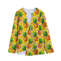 Pastel Zig Zag Pineapple Pattern Print Long Sleeve Short Coat