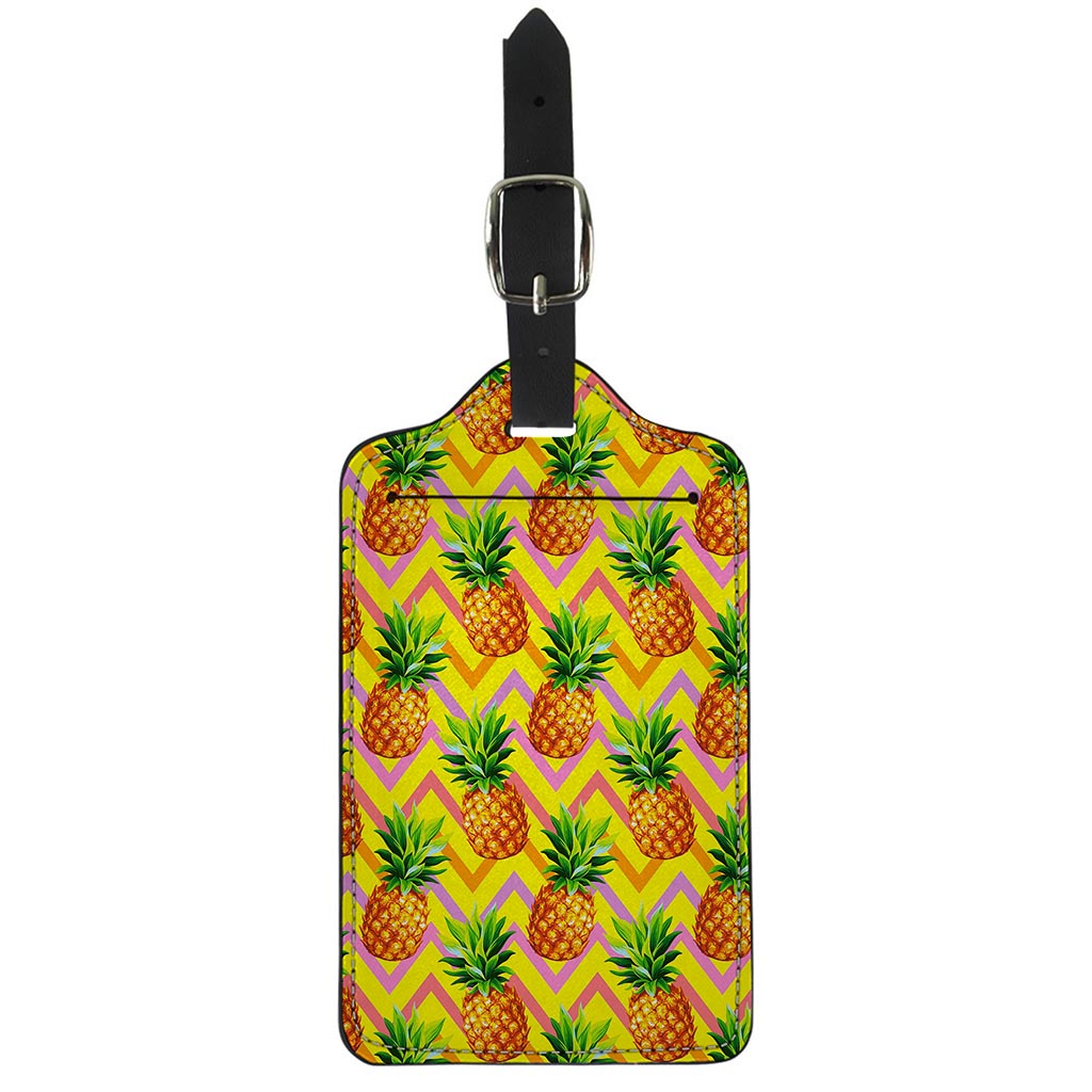 Pastel Zig Zag Pineapple Pattern Print Luggage Tag