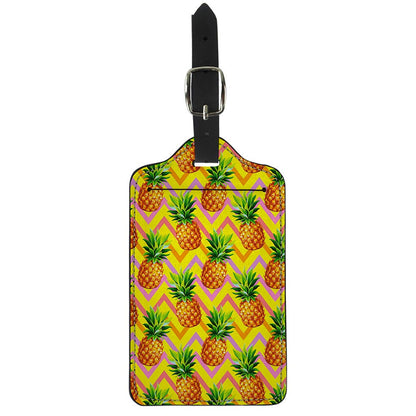 Pastel Zig Zag Pineapple Pattern Print Luggage Tag