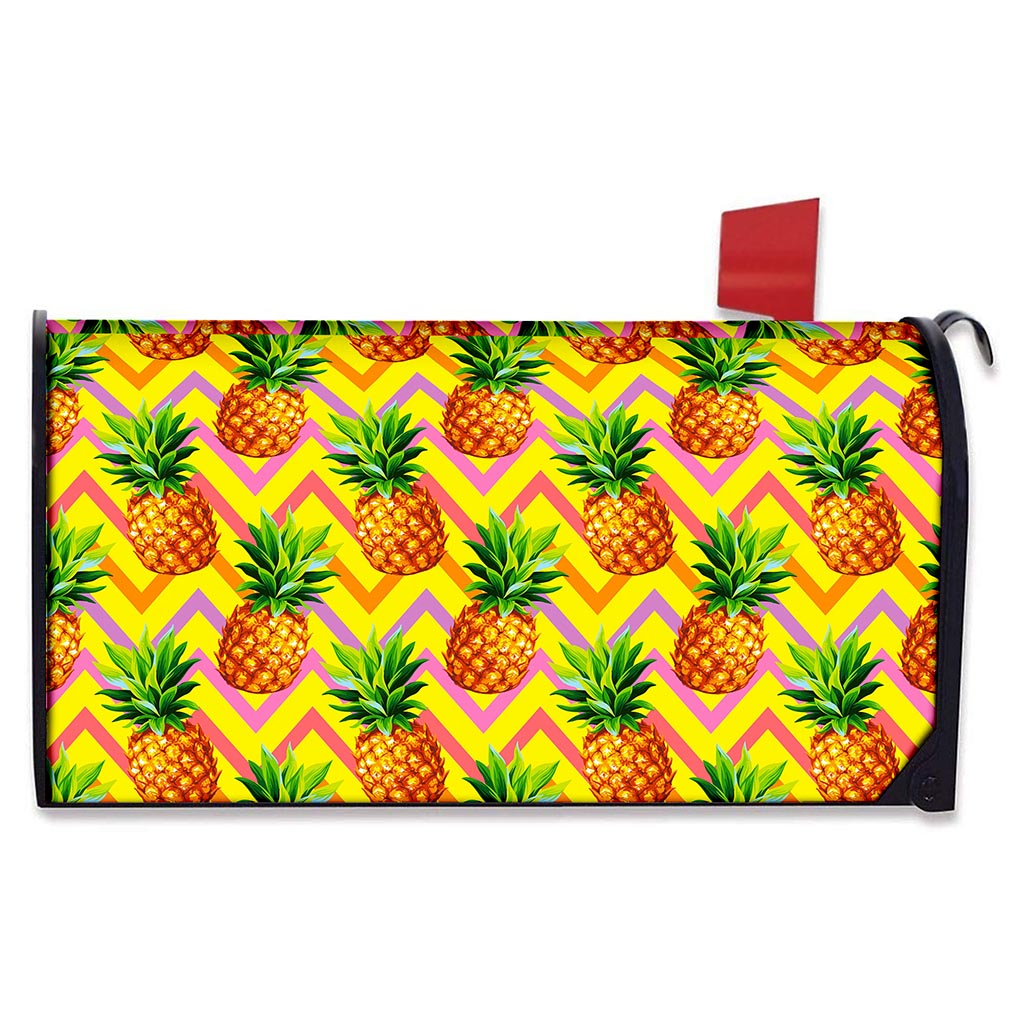 Pastel Zig Zag Pineapple Pattern Print Mailbox Cover
