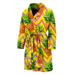 Pastel Zig Zag Pineapple Pattern Print Men's Bathrobe