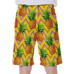 Pastel Zig Zag Pineapple Pattern Print Men's Beach Shorts