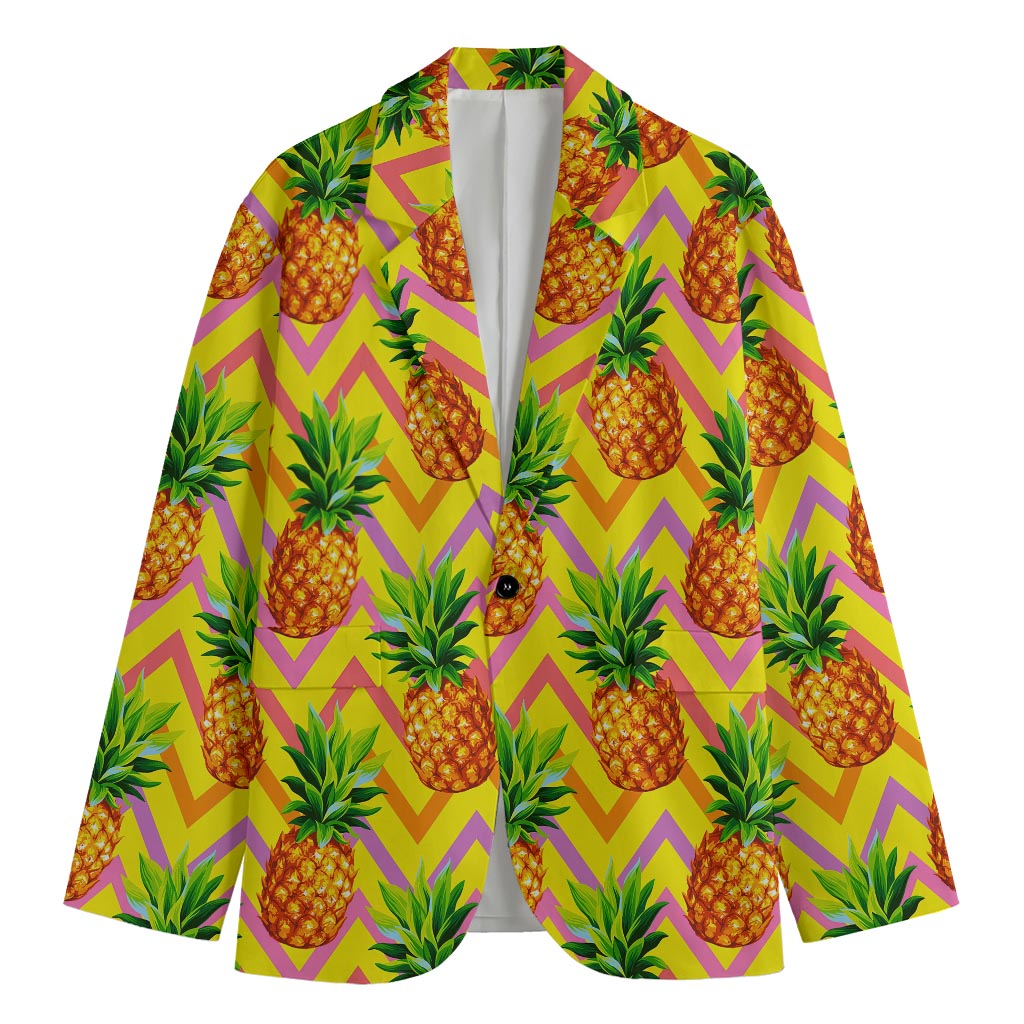 Pastel Zig Zag Pineapple Pattern Print Men's Blazer