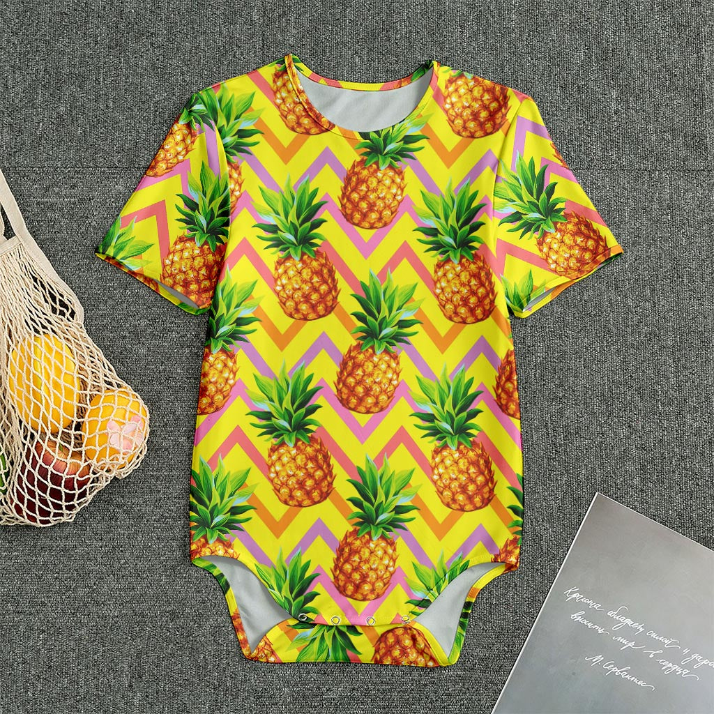 Pastel Zig Zag Pineapple Pattern Print Men's Bodysuit