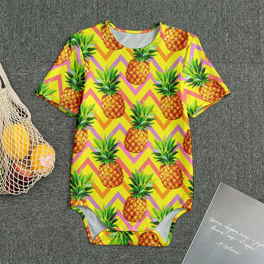 Pastel Zig Zag Pineapple Pattern Print Men's Bodysuit