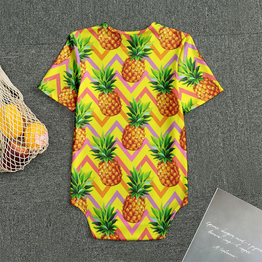 Pastel Zig Zag Pineapple Pattern Print Men's Bodysuit