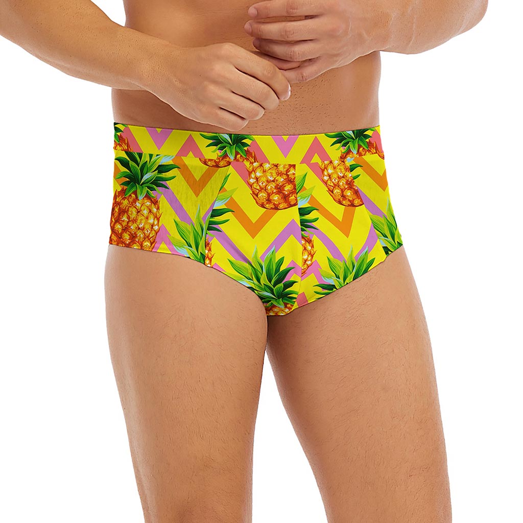 Pastel Zig Zag Pineapple Pattern Print Men's Briefs