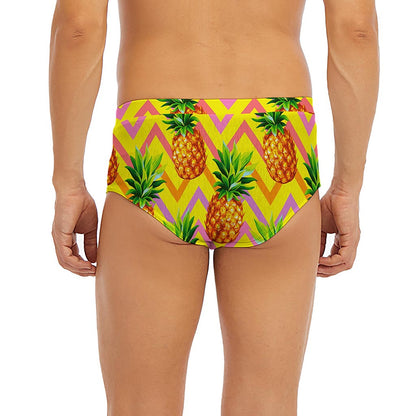 Pastel Zig Zag Pineapple Pattern Print Men's Briefs