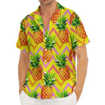 Pastel Zig Zag Pineapple Pattern Print Men's Deep V-Neck Shirt