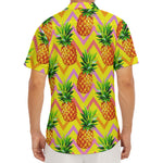Pastel Zig Zag Pineapple Pattern Print Men's Deep V-Neck Shirt
