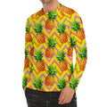 Pastel Zig Zag Pineapple Pattern Print Men's Long Sleeve Rash Guard