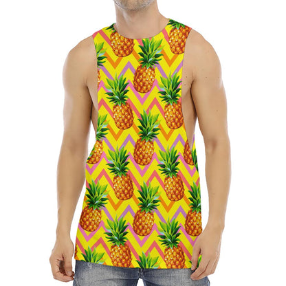 Pastel Zig Zag Pineapple Pattern Print Men's Muscle Tank Top