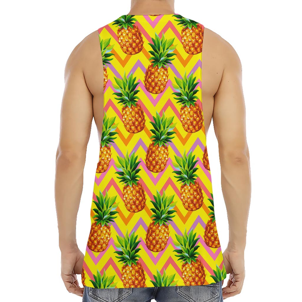Pastel Zig Zag Pineapple Pattern Print Men's Muscle Tank Top