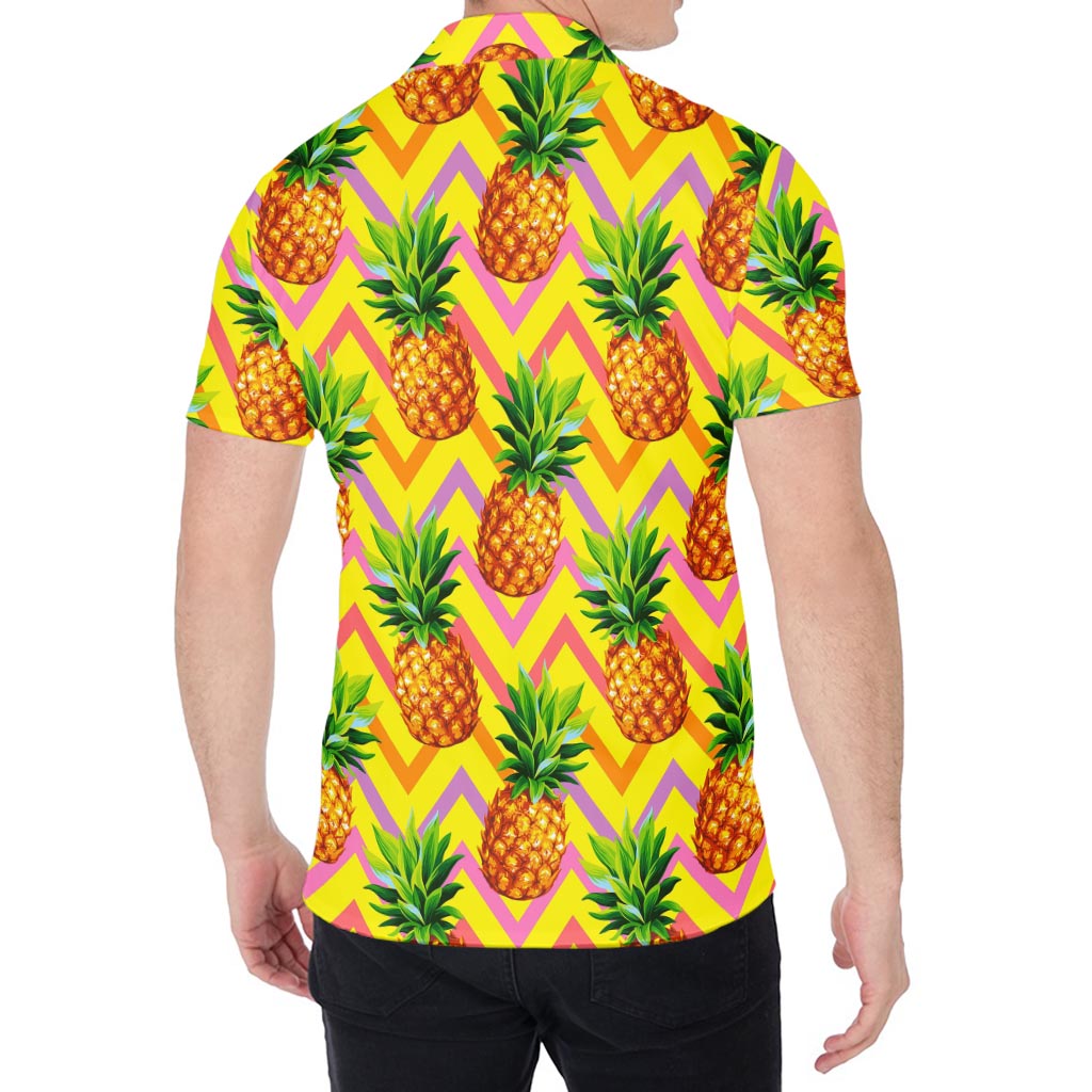 Pastel Zig Zag Pineapple Pattern Print Men's Shirt