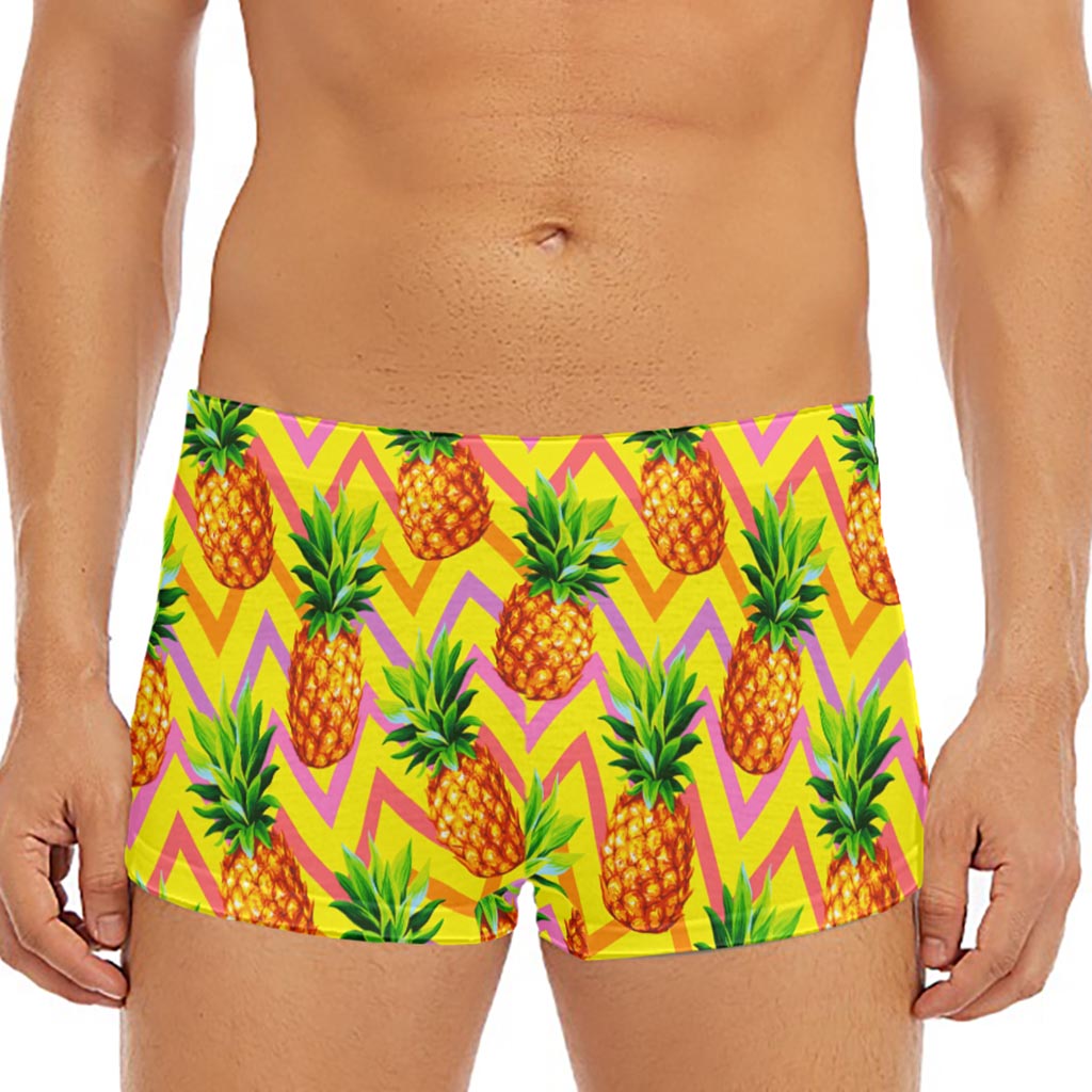 Pastel Zig Zag Pineapple Pattern Print Men's Short Boxer Briefs