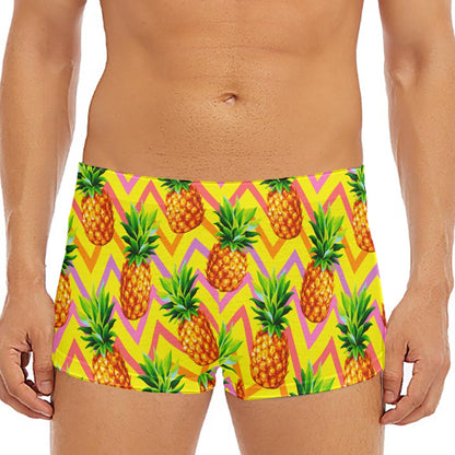 Pastel Zig Zag Pineapple Pattern Print Men's Short Boxer Briefs