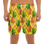 Pastel Zig Zag Pineapple Pattern Print Men's Split Running Shorts