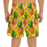 Pastel Zig Zag Pineapple Pattern Print Men's Split Running Shorts