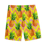 Pastel Zig Zag Pineapple Pattern Print Men's Sports Shorts
