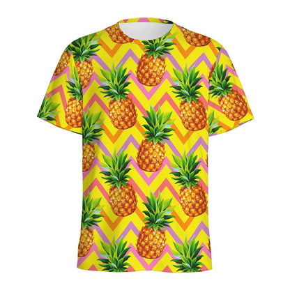 Pastel Zig Zag Pineapple Pattern Print Men's Sports T-Shirt