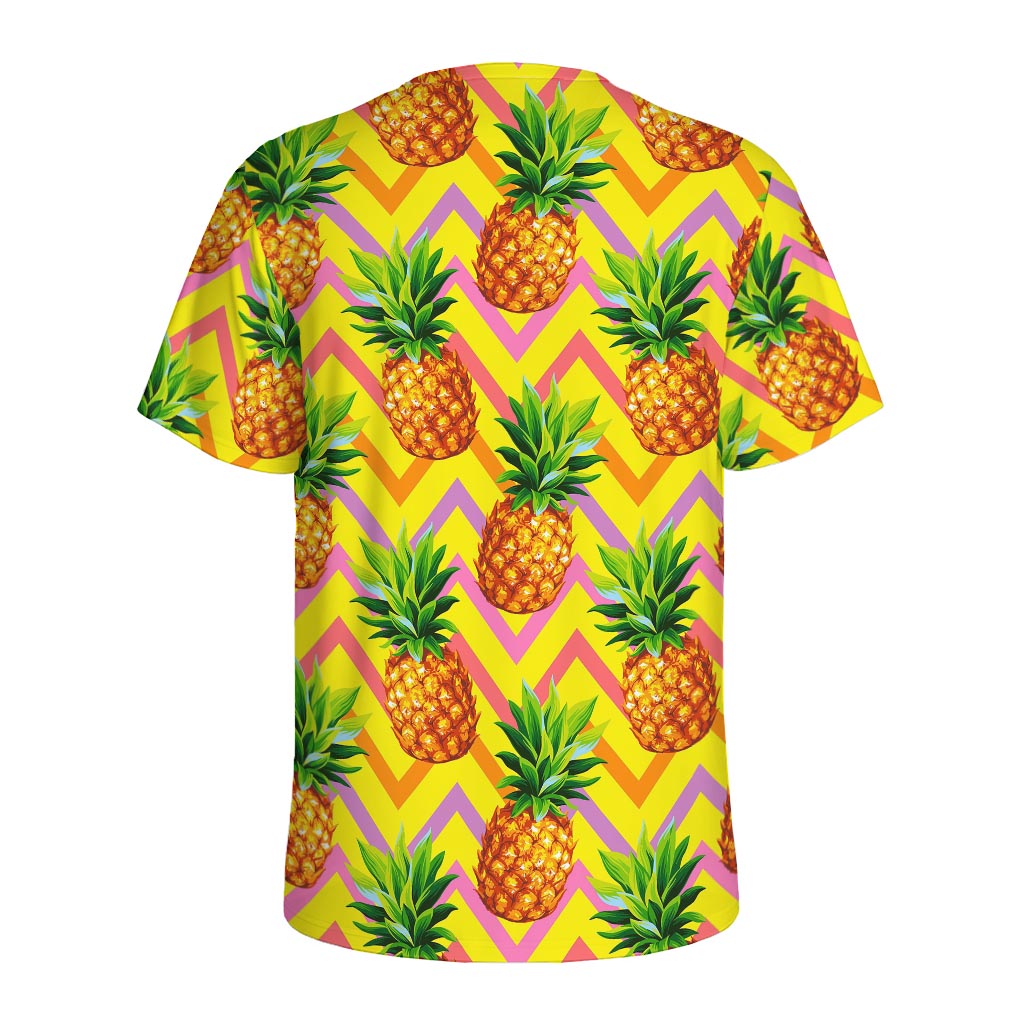 Pastel Zig Zag Pineapple Pattern Print Men's Sports T-Shirt