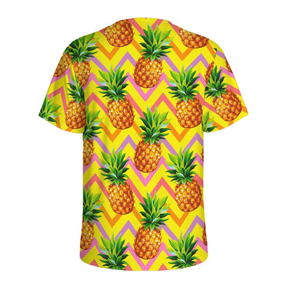 Pastel Zig Zag Pineapple Pattern Print Men's Sports T-Shirt