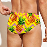 Pastel Zig Zag Pineapple Pattern Print Men's Swim Briefs