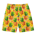 Pastel Zig Zag Pineapple Pattern Print Men's Swim Trunks