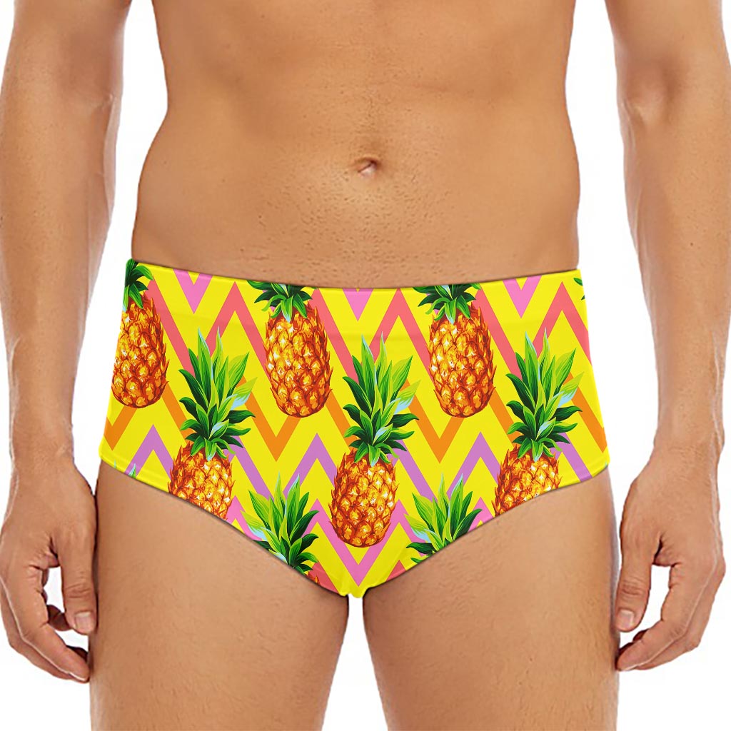Pastel Zig Zag Pineapple Pattern Print Men's Triangle Swim Briefs