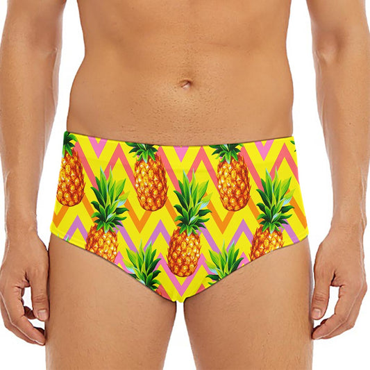 Pastel Zig Zag Pineapple Pattern Print Men's Triangle Swim Briefs