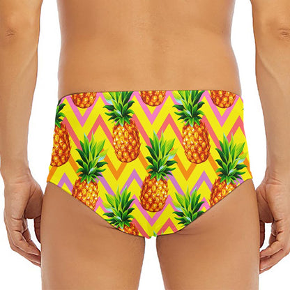 Pastel Zig Zag Pineapple Pattern Print Men's Triangle Swim Briefs