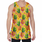 Pastel Zig Zag Pineapple Pattern Print Men's Velvet Tank Top