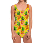 Pastel Zig Zag Pineapple Pattern Print One Piece Swimsuit