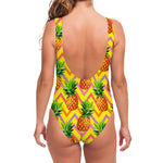 Pastel Zig Zag Pineapple Pattern Print One Piece Swimsuit