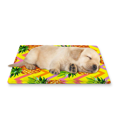 Pastel Zig Zag Pineapple Pattern Print Pet Cooling Mat Cover