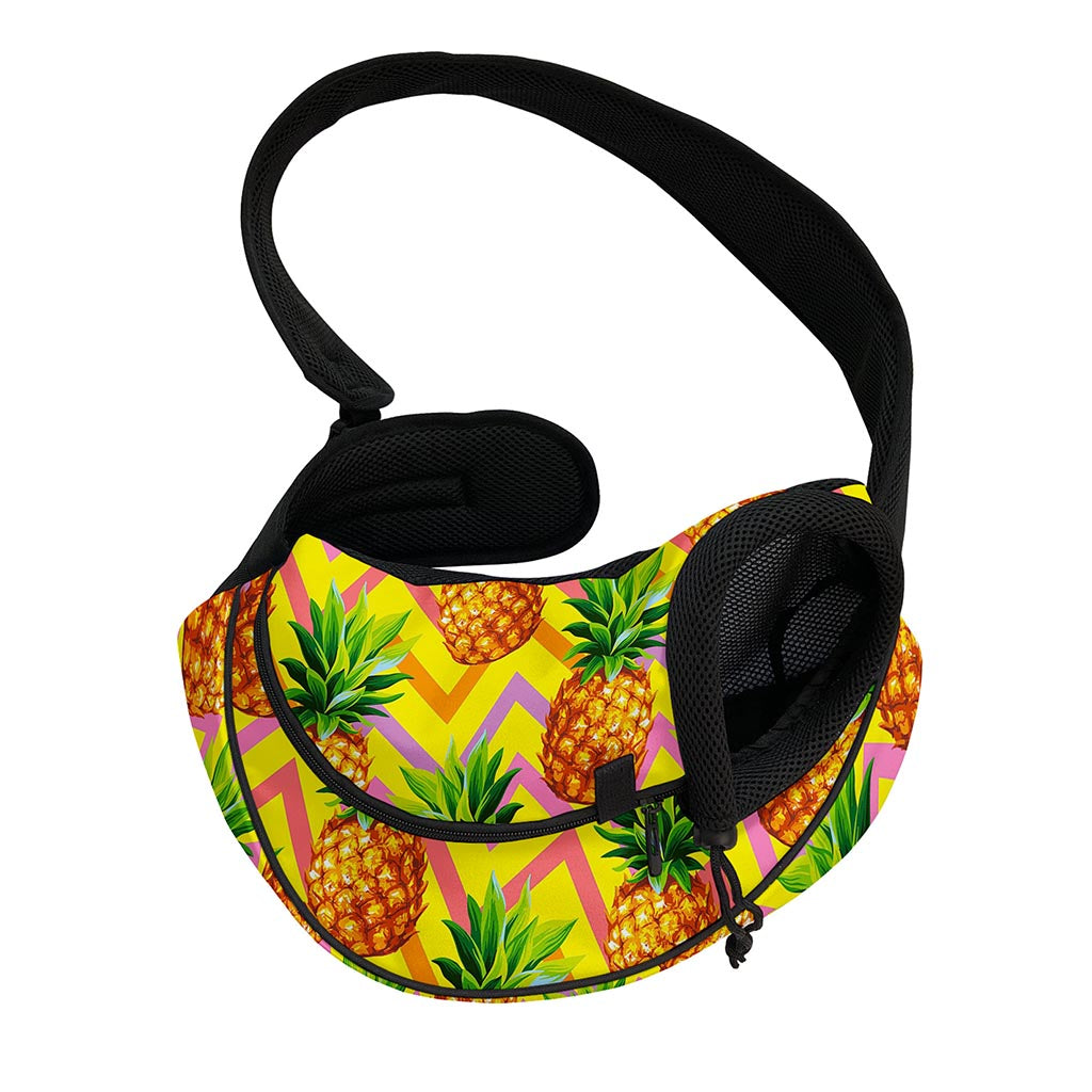 Pastel Zig Zag Pineapple Pattern Print Pet Sling Carrier