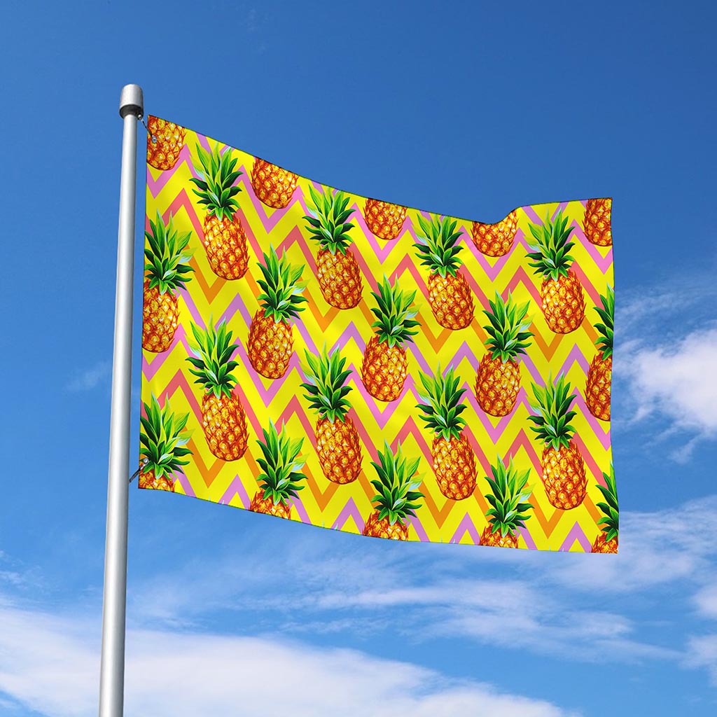 Pastel Zig Zag Pineapple Pattern Print Polyester Flag