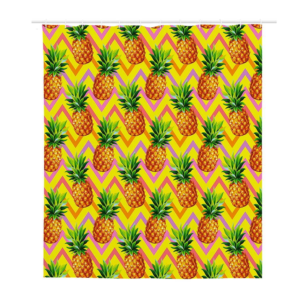 Pastel Zig Zag Pineapple Pattern Print Polyester Shower Curtain