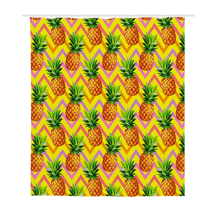 Pastel Zig Zag Pineapple Pattern Print Polyester Shower Curtain