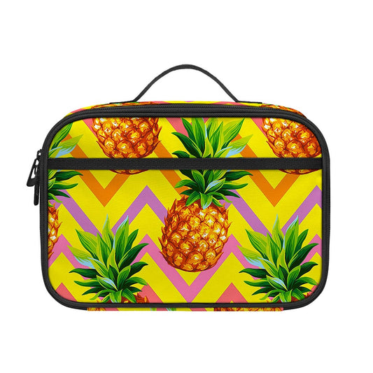 Pastel Zig Zag Pineapple Pattern Print Portable Lunch Bag