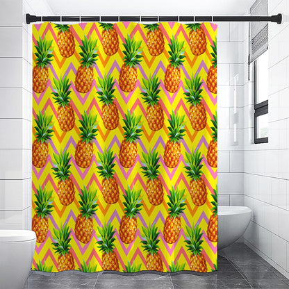 Pastel Zig Zag Pineapple Pattern Print Premium Shower Curtain