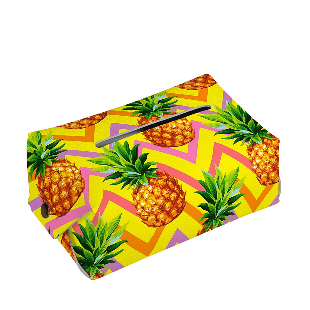 Pastel Zig Zag Pineapple Pattern Print Rectangle Tissue Box Cover